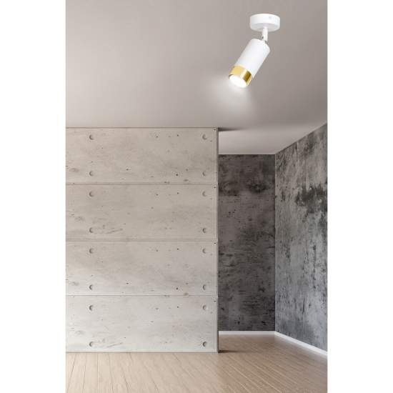 Faretto Orientabile 1 Luce Ragnar A Cilindro In Acciaio Bianco E Oro LA0174-EB-PL1-BI