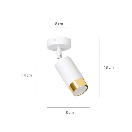 Faretto Orientabile 1 Luce Ragnar A Cilindro In Acciaio Bianco E Oro LA0174-EB-PL1-BI
