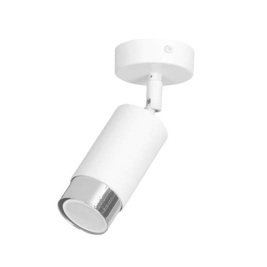 Faretto Orientabile 1 Luce Ragnar A Cilindro In Acciaio Bianco E Cromo LA0174-EB-PL1-BI-OR