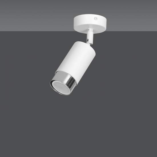 Faretto Orientabile 1 Luce Ragnar A Cilindro In Acciaio Bianco E Cromo LA0174-EB-PL1-BI-OR