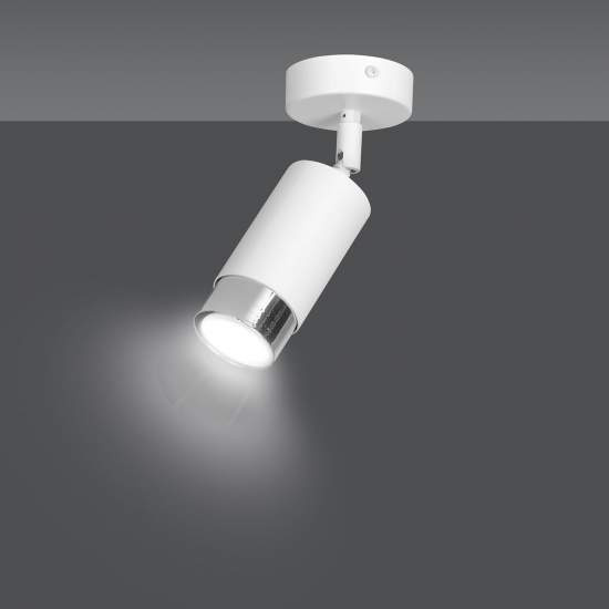 Faretto Orientabile 1 Luce Ragnar A Cilindro In Acciaio Bianco E Cromo LA0174-EB-PL1-BI-OR