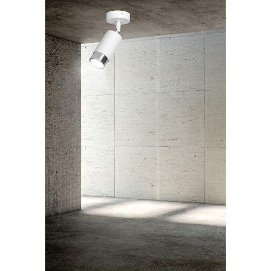 Faretto Orientabile 1 Luce Ragnar A Cilindro In Acciaio Bianco E Cromo LA0174-EB-PL1-BI-OR