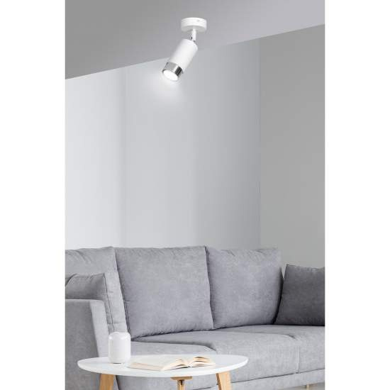 Faretto Orientabile 1 Luce Ragnar A Cilindro In Acciaio Bianco E Cromo LA0174-EB-PL1-BI-OR