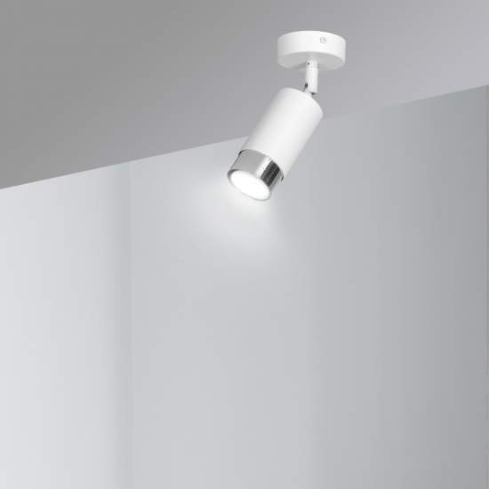 Faretto Orientabile 1 Luce Ragnar A Cilindro In Acciaio Bianco E Cromo LA0174-EB-PL1-BI-OR