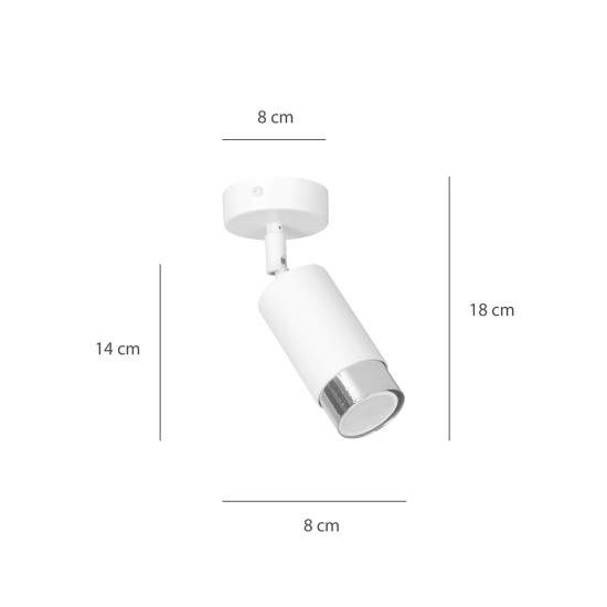 Faretto Orientabile 1 Luce Ragnar A Cilindro In Acciaio Bianco E Cromo LA0174-EB-PL1-BI-OR