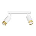 Plafoniera 2 Luci A Faretti Orientabili A Cilindro In Acciaio Bianco E Oro LA0174-EB-PL2-BI-OR