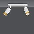 Plafoniera 2 Luci A Faretti Orientabili A Cilindro In Acciaio Bianco E Oro LA0174-EB-PL2-BI-OR