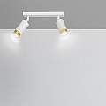 Plafoniera 2 Luci A Faretti Orientabili A Cilindro In Acciaio Bianco E Oro LA0174-EB-PL2-BI-OR