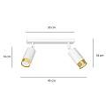 Plafoniera 2 Luci A Faretti Orientabili A Cilindro In Acciaio Bianco E Oro LA0174-EB-PL2-BI-OR