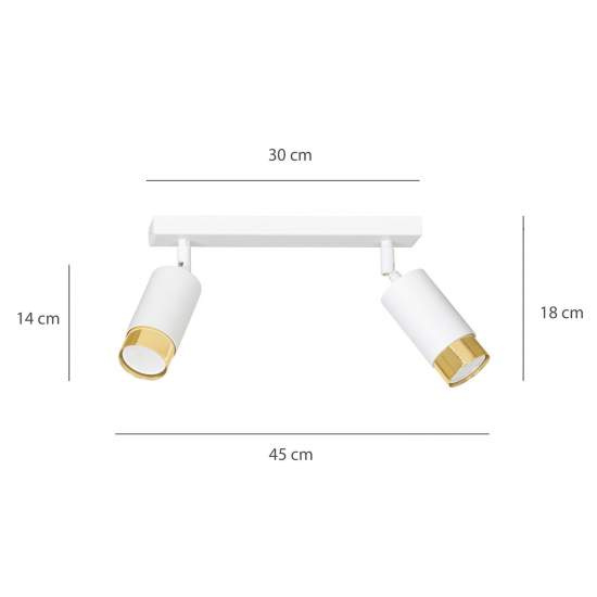 Plafoniera 2 Luci A Faretti Orientabili A Cilindro In Acciaio Bianco E Oro LA0174-EB-PL2-BI-OR