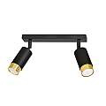 Plafoniera 2 Luci A Faretti Orientabili A Cilindro In Acciaio Nero E Oro LA0174-EB-PL2-NR-OR