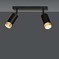 Plafoniera 2 Luci A Faretti Orientabili A Cilindro In Acciaio Nero E Oro LA0174-EB-PL2-NR-OR
