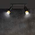 Plafoniera 2 Luci A Faretti Orientabili A Cilindro In Acciaio Nero E Oro LA0174-EB-PL2-NR-OR