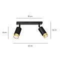 Plafoniera 2 Luci A Faretti Orientabili A Cilindro In Acciaio Nero E Oro LA0174-EB-PL2-NR-OR