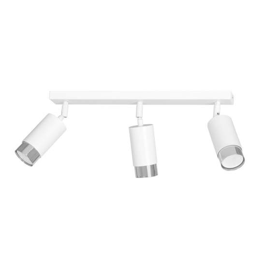 Plafoniera 3 Luci A Faretti Orientabili A Cilindro In Acciaio Bianco E Cromo LA0174-EB-PL3-BI-ARG