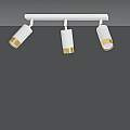 Plafoniera 3 Luci A Faretti Orientabili A Cilindro In Acciaio Bianco E Oro LA0174-EB-PL3-BI-OR