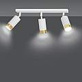 Plafoniera 3 Luci A Faretti Orientabili A Cilindro In Acciaio Bianco E Oro LA0174-EB-PL3-BI-OR