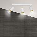 Plafoniera 3 Luci A Faretti Orientabili A Cilindro In Acciaio Bianco E Oro LA0174-EB-PL3-BI-OR