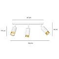 Plafoniera 3 Luci A Faretti Orientabili A Cilindro In Acciaio Bianco E Oro LA0174-EB-PL3-BI-OR