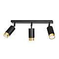Plafoniera 3 Luci A Faretti Orientabili A Cilindro In Acciaio Nero E Oro LA0174-EB-PL3-NR-OR