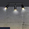 Plafoniera 3 Luci A Faretti Orientabili A Cilindro In Acciaio Nero E Oro LA0174-EB-PL3-NR-OR