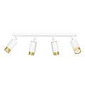 Plafoniera 4 Luci A Faretti Orientabili A Cilindro In Acciaio Bianco E Oro LA0174-EB-PL4-BI-OR
