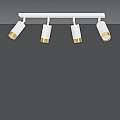 Plafoniera 4 Luci A Faretti Orientabili A Cilindro In Acciaio Bianco E Oro LA0174-EB-PL4-BI-OR