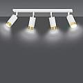 Plafoniera 4 Luci A Faretti Orientabili A Cilindro In Acciaio Bianco E Oro LA0174-EB-PL4-BI-OR