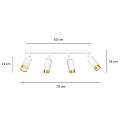 Plafoniera 4 Luci A Faretti Orientabili A Cilindro In Acciaio Bianco E Oro LA0174-EB-PL4-BI-OR