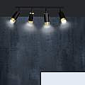 Plafoniera 4 Luci A Faretti Orientabili A Cilindro In Acciaio Nero E Oro LA0174-EB-PL4-NR-OR