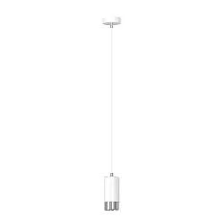 Sospensione Moderna 1 Luce Norreno A Cilindro In Acciaio Bianco E Cromo