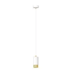 Sospensione Moderna 1 Luce Norreno A Cilindro In Acciaio Bianco E Oro