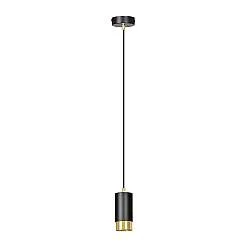 Sospensione Moderna 1 Luce Norreno A Cilindro In Acciaio Nero E Oro