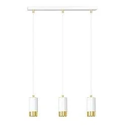 Lampadario 3 Luci Norreno Con Cilindri In Acciaio Bianco E Oro