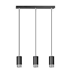 Lampadario 3 Luci Norreno Con Cilindri In Acciaio Nero E Cromo