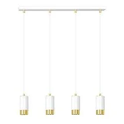 Lampadario 4 Luci Norreno Con Cilindri In Acciaio Bianco E Oro