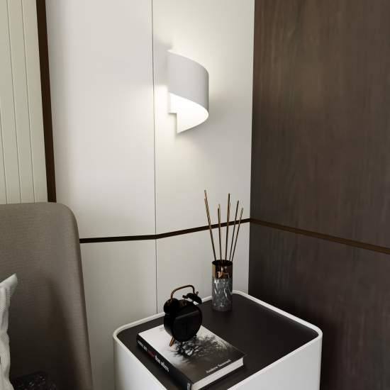 Applique Moderna 1 Luce Ubbe A Fascia In Acciaio Bianco LA0176-EB-AP1-BI