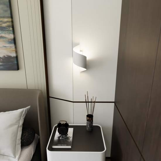 Applique Moderna 1 Luce Ubbe A Fascia In Acciaio Bianco LA0176-EB-AP1-BI