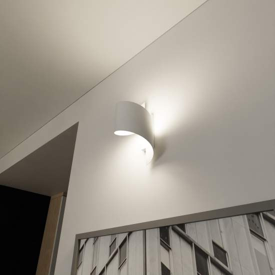 Applique Moderna 1 Luce Ubbe A Fascia In Acciaio Bianco LA0176-EB-AP1-BI