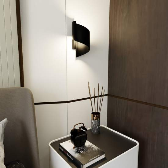 Applique Moderna 1 Luce Ubbe A Fascia In Acciaio Nero LA0176-EB-AP1-NR