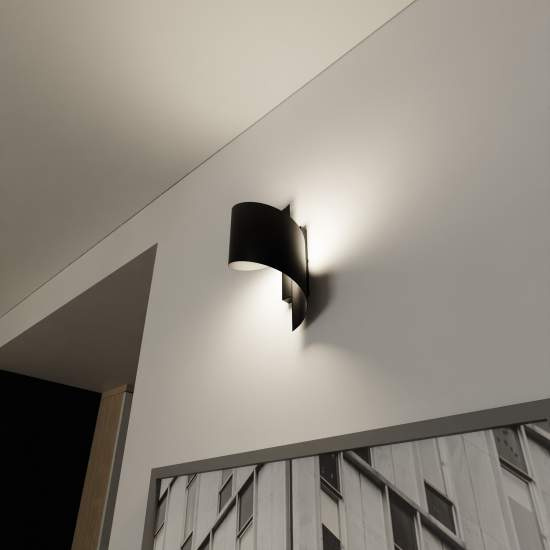 Applique Moderna 1 Luce Ubbe A Fascia In Acciaio Nero LA0176-EB-AP1-NR