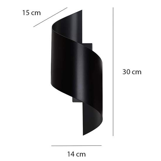 Applique Moderna 1 Luce Ubbe A Fascia In Acciaio Nero LA0176-EB-AP1-NR