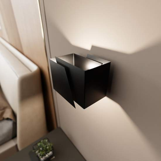 Applique Moderna 1 Luce Bjorn A Forma Geometrica In Acciaio Nero LA0177-EB-AP1-NR