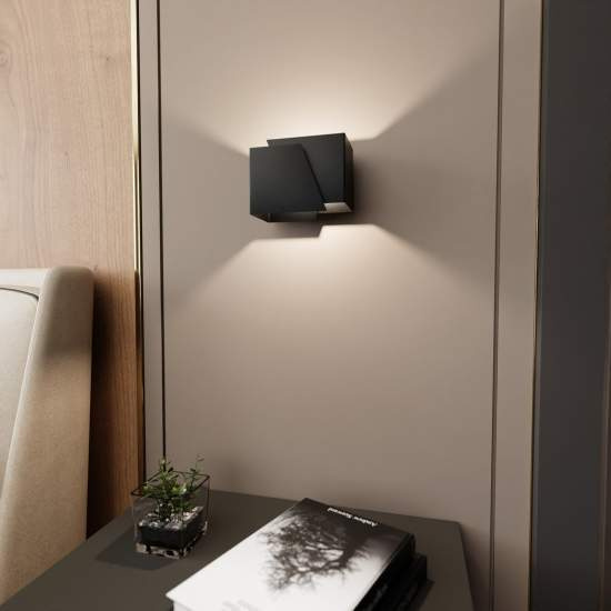 Applique Moderna 1 Luce Bjorn A Forma Geometrica In Acciaio Nero LA0177-EB-AP1-NR