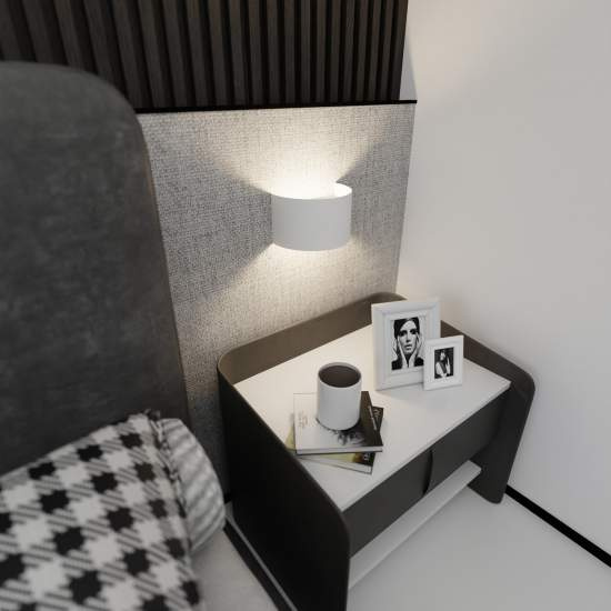 Applique Moderna 1 Luce Floki Fascia In Acciaio Bianco LA0178-EB-AP1-BI
