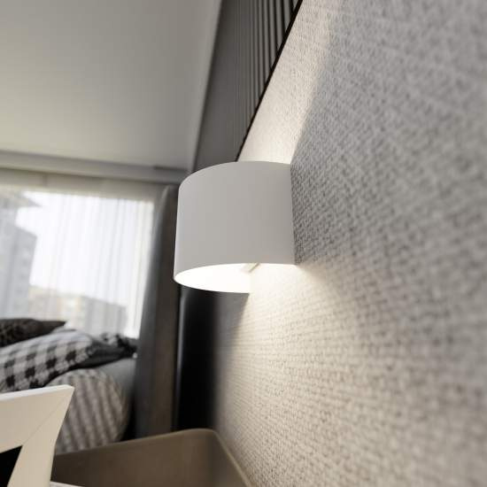 Applique Moderna 1 Luce Floki Fascia In Acciaio Bianco LA0178-EB-AP1-BI
