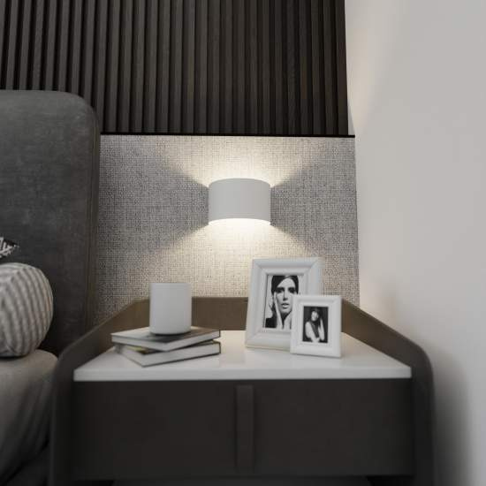 Applique Moderna 1 Luce Floki Fascia In Acciaio Bianco LA0178-EB-AP1-BI