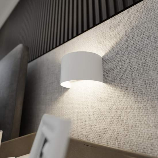 Applique Moderna 1 Luce Floki Fascia In Acciaio Bianco LA0178-EB-AP1-BI
