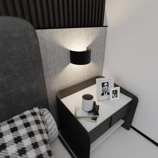 Applique Moderna 1 Luce Floki Fascia In Acciaio Nero LA0178-EB-AP1-NR
