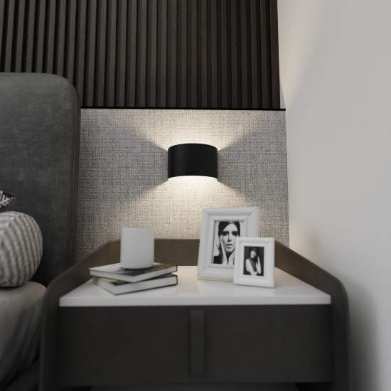 Applique Moderna 1 Luce Floki Fascia In Acciaio Nero LA0178-EB-AP1-NR